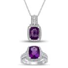 Genuine Amethyst & Lab Created White Sapphire Sterling Silver 2-pc Jewelry Set
