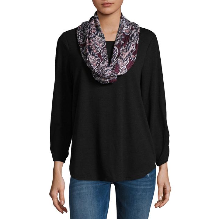 Alyx 3/4 Sleeve Round Neck Knit Paisley Blouse