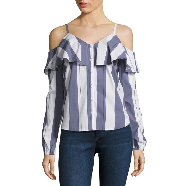 Belle + Sky Cold Shoulder Button Down Top