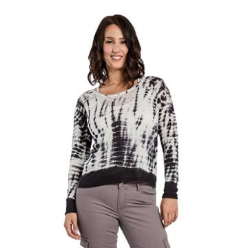 Women's Hacci Knit Scoop Neck Tie Dye Pullover Sweater Side Slits