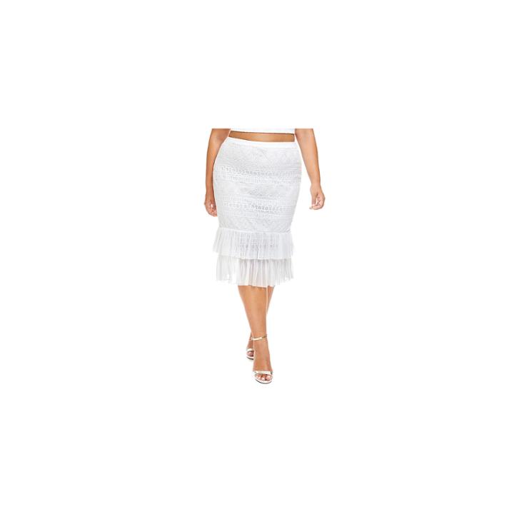 Fashion To Figure Sahara Double Ruffle Pencil Skirt - Plus