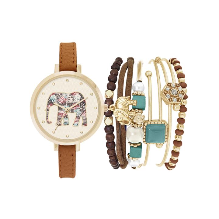 Womens Brown Watch Box Set