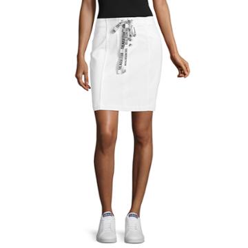 Project Runway Denim Skirt With Lace Up Tape
