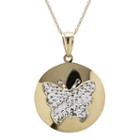Infinite Gold&trade; 14k Two-tone Gold Butterfly Cutout Pendant Necklace