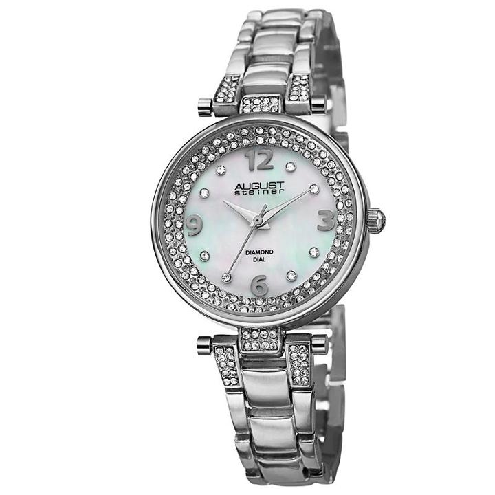 August Steiner Womens Silver Tone Strap Watch-as-8137ss