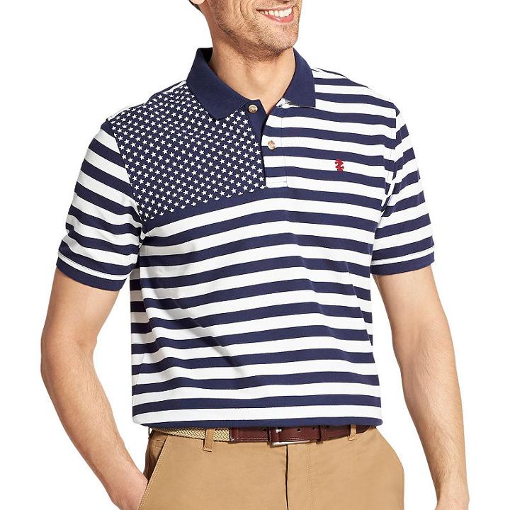 Izod Easy Care Short Sleeve Stripe Knit Polo Shirt