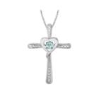Love In Motion&trade; Simulated Aquamarine And Diamond-accent Cross Pendant Necklace