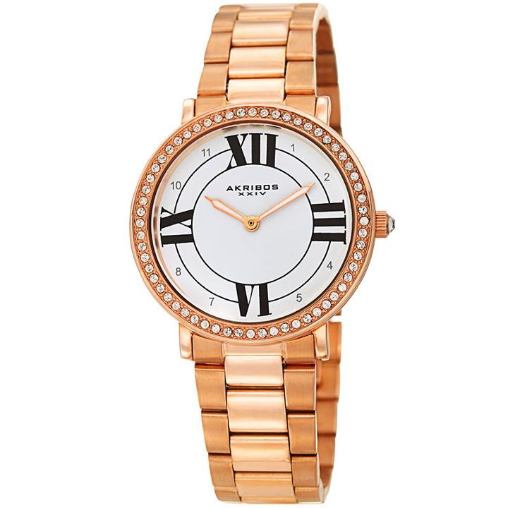 Akribos Xxiv Womens Rose Goldtone Strap Watch-a-1036rg