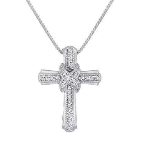 1/10 Ct. T.w. Diamond Sterling Silver Cross Pendant Necklace