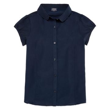 Izod Exclusive Short Sleeve Crepe Blouse With Cami