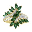 Womens Lab Created Emerald Green 14k Gold Over Silver Cocktail Ring