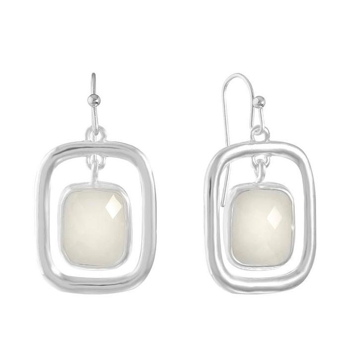 Liz Claiborne White Square Drop Earrings