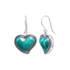 Enhanced Turquoise Sterling Silver Heart Drop Earrings