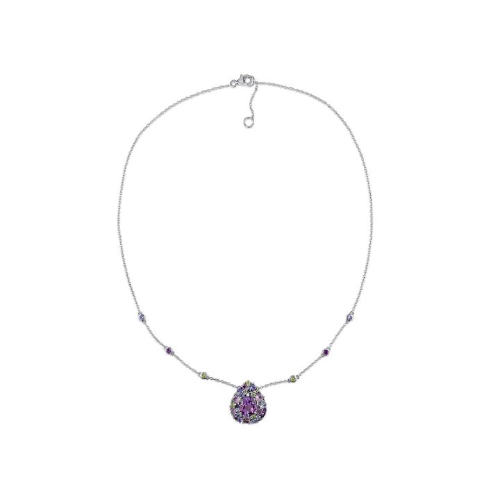 Genuine Amethyst, Peridot And Tanzanite Necklace