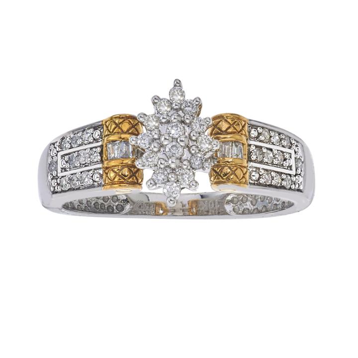 1/4 Ct. T.w. Diamond 10k White And Yellow Gold Ring