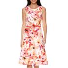Black Label By Evan-picone Seam Fit-and-flare Belted Floral Dress