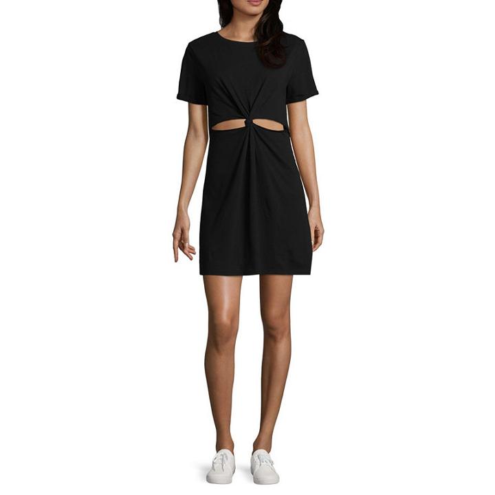 Arizona Short Sleeve Tie Dye T-shirt Dresses - Juniors