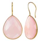 Simulated Pink Quartz 14k Gold Over Silver Drop Earrings