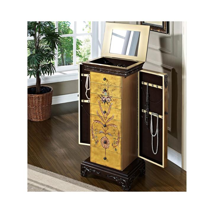 Masterpiece Antique Parchment Hand-painted Jewelry Armoire
