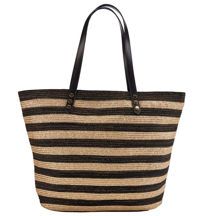 San Diego Hat Company Women's Gold Stripe Poly Braid Tote