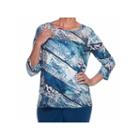 Alfred Dunner Arizona Sky 3/4 Sleeve Crew Neck Animal T-shirt-womens