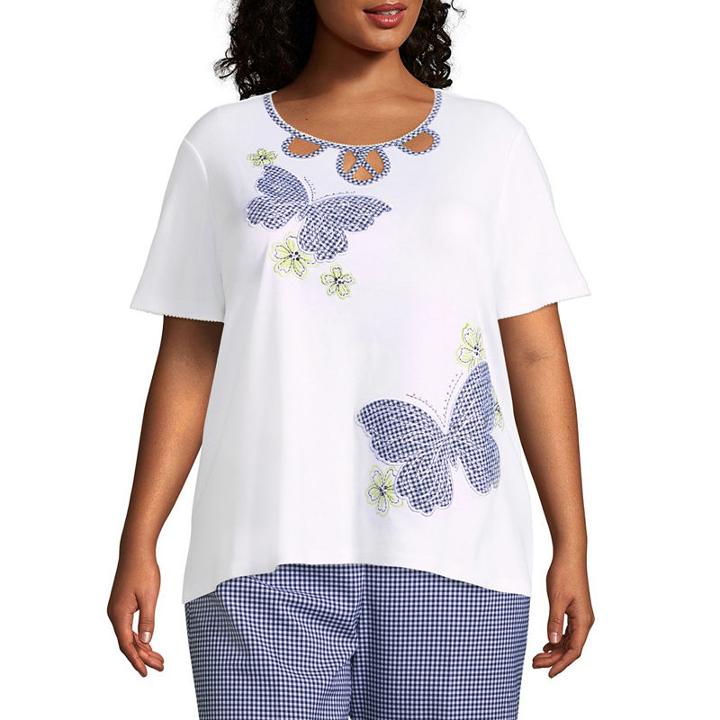 Alfred Dunner Perfect Match Gingham Butterfly Tee- Plus