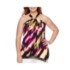 Worthington Handkerchief Hem Halter Blouse - Plus
