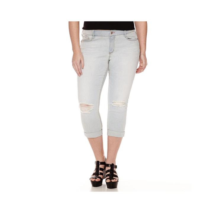 Arizona Roll-cuff Denim Cropped Pants - Juniors Plus