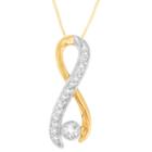 Womens 1/5 Ct. T.w. White Diamond 10k Two Tone Gold Pendant Necklace