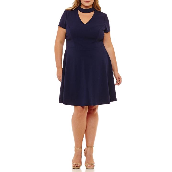 Bisou Bisou Short Sleeve Fit & Flare Dress-plus