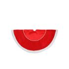 48 Quilted Red Velvet Christmas Tree Skirt With White Cord And Faux Fur Border