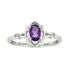 Womens Diamond Accent Amethyst Purple Sterling Silver Delicate Ring