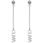 Personalized Simulated White Cubic Zirconia Sterling Silver Drop Earrings