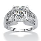 Diamonart Womens 4 3/4 Ct. T.w. Emerald White Cubic Zirconia Engagement Ring