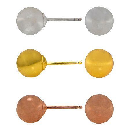 3-pc. Ball Stud Earring Set Tri-tone 14k Gold Over Sterling Silver