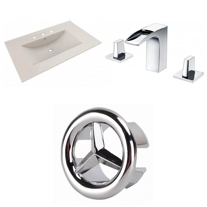35.5-in. W 3h8-in. Ceramic Top Set In Biscuit Color - Cupc Faucet Incl.