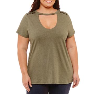 Cut And Paste Short Sleeve V Neck T-shirt - Womens Plus