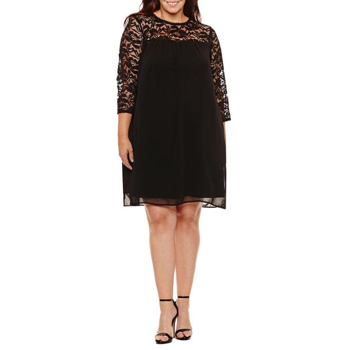 Luxology 3/4 Sleeve Lace Sheath Dress-plus
