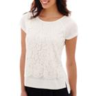 Liz Claiborne Short-sleeve Lace Top - Tall