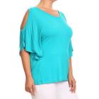 Kaily K. Short Sleeve Cold Shoulder Pullover - Plus