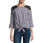 By & By 3/4 Sleeve Crew Neck Crepe Blouse-juniors
