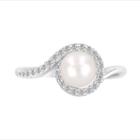 Cultured Freshwater Pearl And Lab-created White Sapphire Sterling Silver Ring