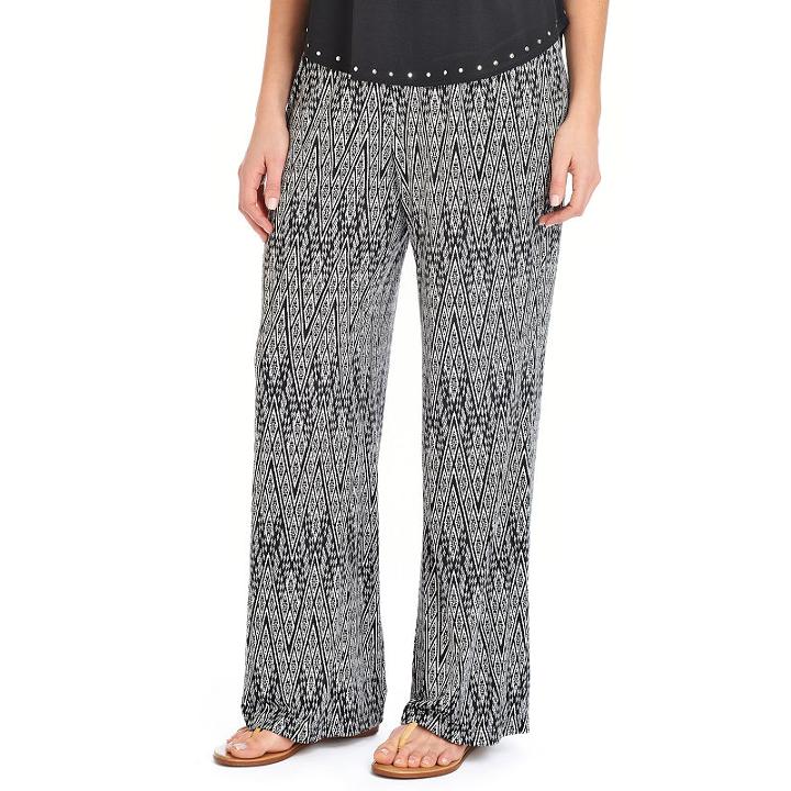 Ny Collection Elastic Waist Printed Pant