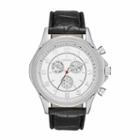 Geneva Mens Silver-tone And Black Strap Watch