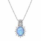 Womens Lab Created Blue Opal Pendant Necklace