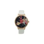Olivia Pratt World Map Print Dial Womens White Strap Watch-16624white