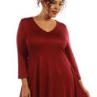 24/7 Comfort Apparel 3/4 Sleeve V-neck Tunic Top-plus