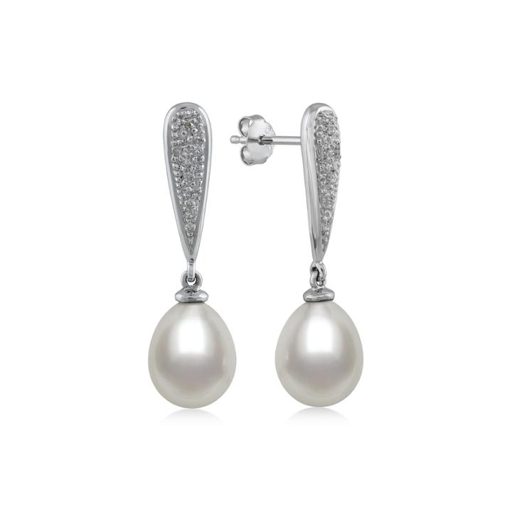 14k White Gold Cultured Freshwater Pearl And Diamond-accent Earrings
