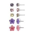 Mixit 5-pair Flower & Crystal Stud Earring Set