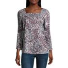 Liz Claiborne Bell Sleeve Square Neck Blouse